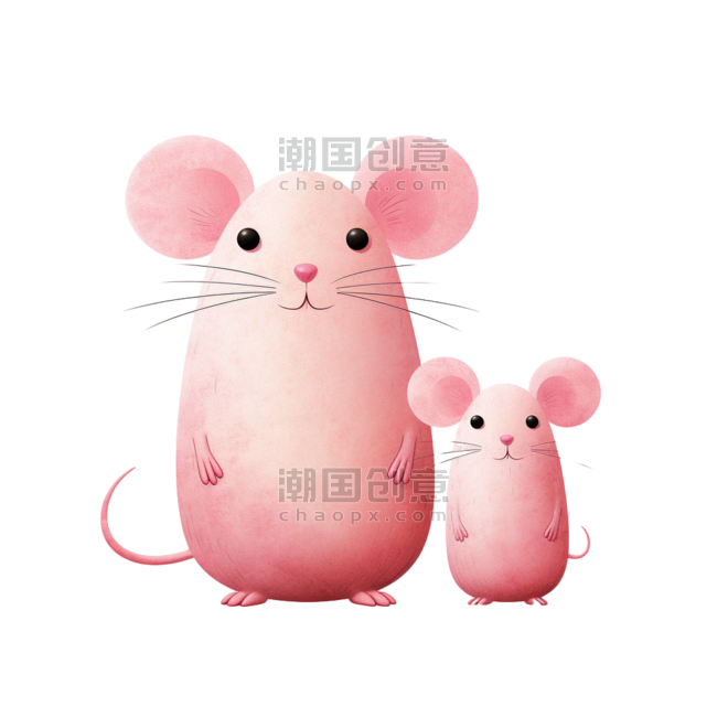 创意简单卡通动物粉色老鼠元素免抠图案