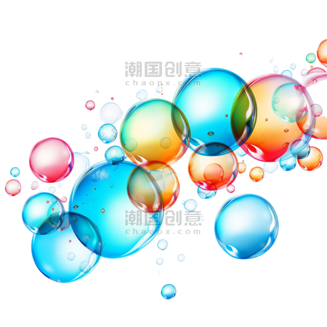 创意ai艺术彩色水泡气泡元素免抠图案