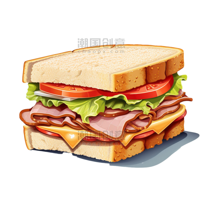 创意矢量快餐西餐三明治食品元素免抠图案