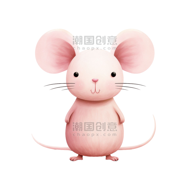 创意数字艺术卡通动物粉色老鼠元素免抠图案