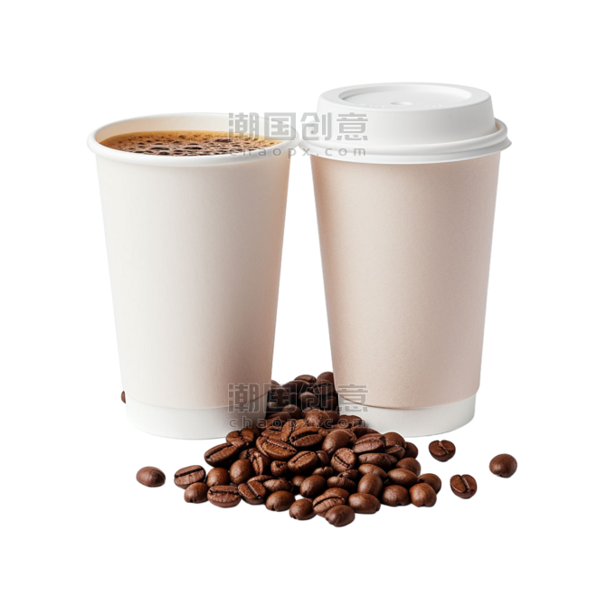创意简洁花纹咖啡杯水杯饮料元素免抠图案