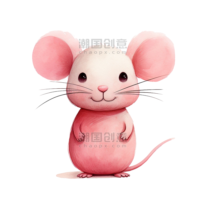 创意图形粉色老鼠元素免抠图案卡通动物