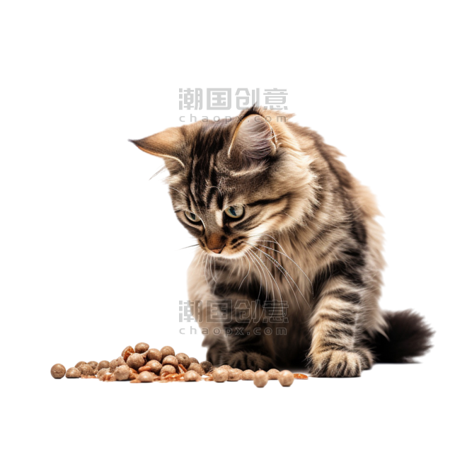 创意质感动物宠物猫粮摄影可爱小猫元素免抠图案