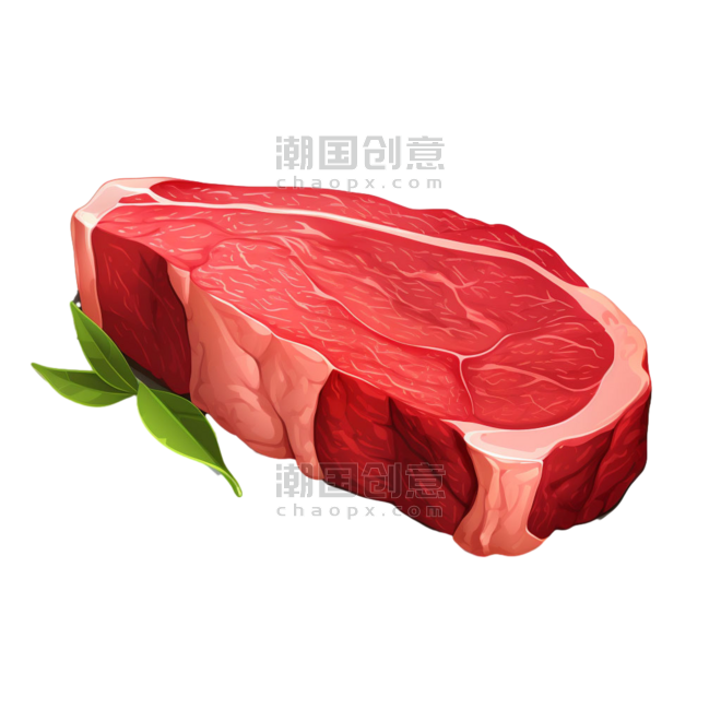 创意真实新鲜肉排生鲜肉类元素免抠图案