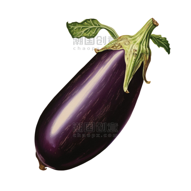 创意质感蔬菜农作物紫色茄子元素免抠图案