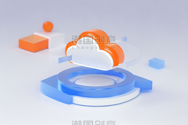 创意蓝色云端科技商务金融3DICON图标背景9