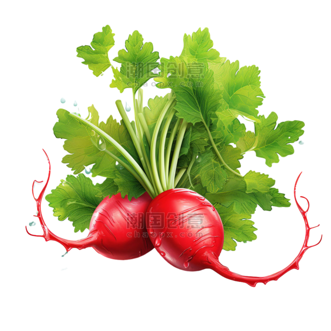创意写实饱满红色水萝卜元素免抠图案蔬菜农作物