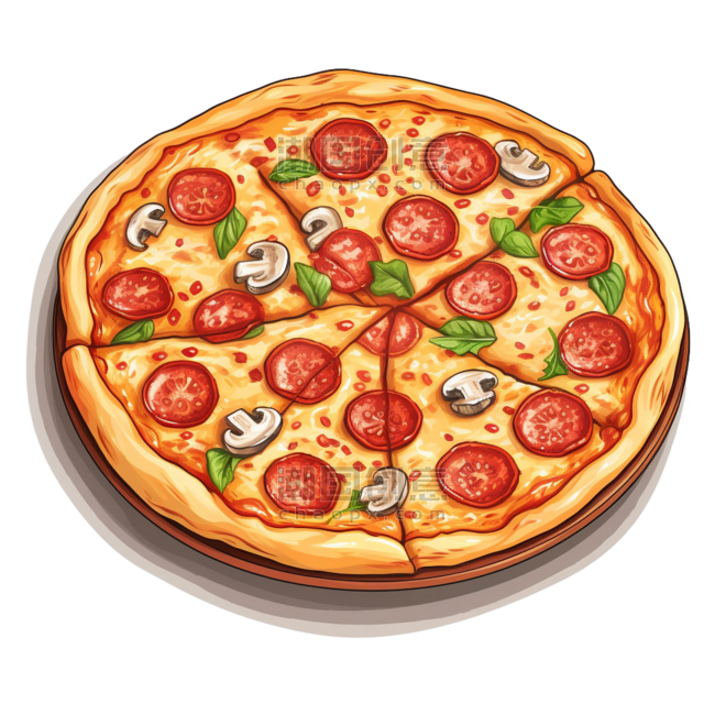 创意简单美味匹萨快餐元素免抠图案