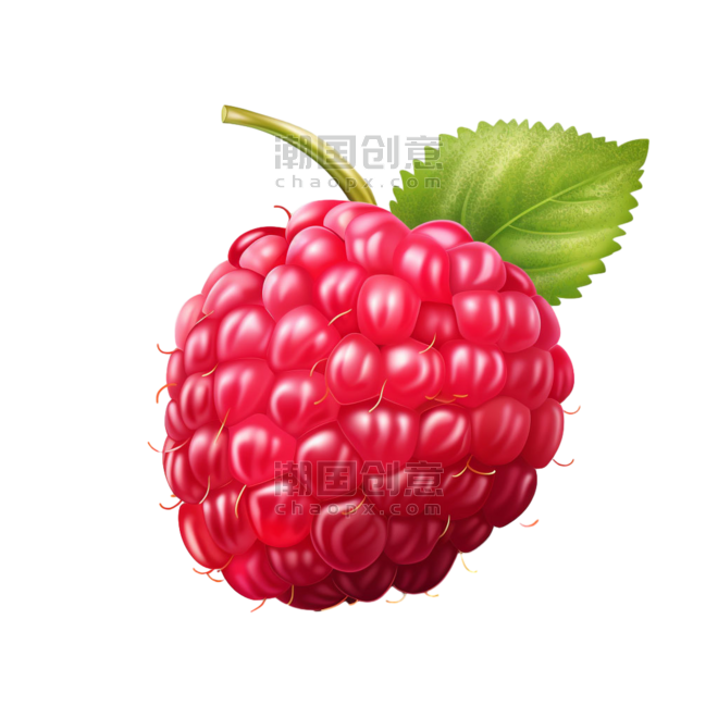 粉色树莓浆果果实水果元素免抠图案