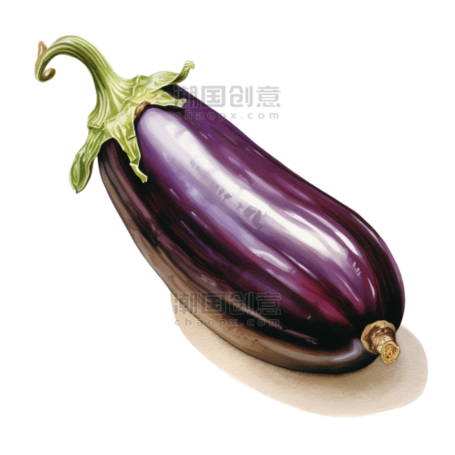 创意装饰蔬菜农作物紫色茄子元素免抠图案