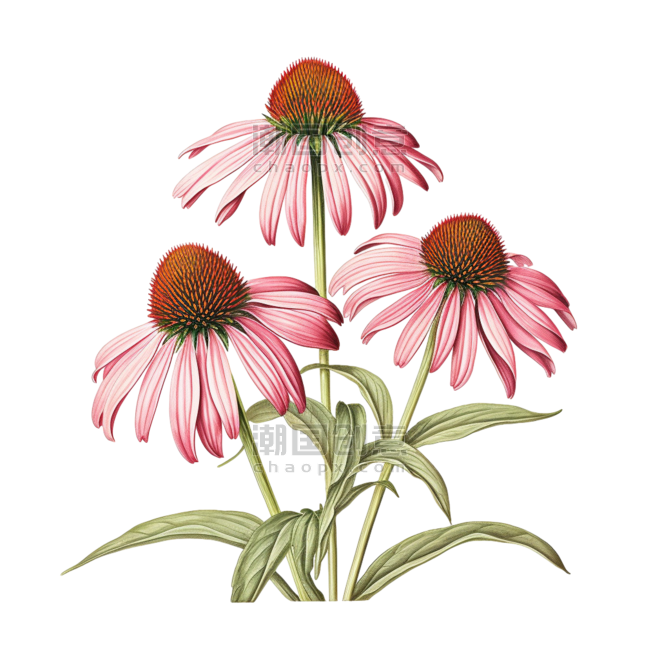 创意艺术粉色花朵春天雏菊植物元素免抠图案