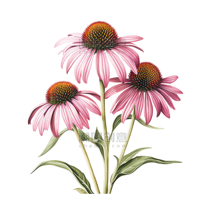 创意简约粉色花朵春天雏菊植物元素免抠图案