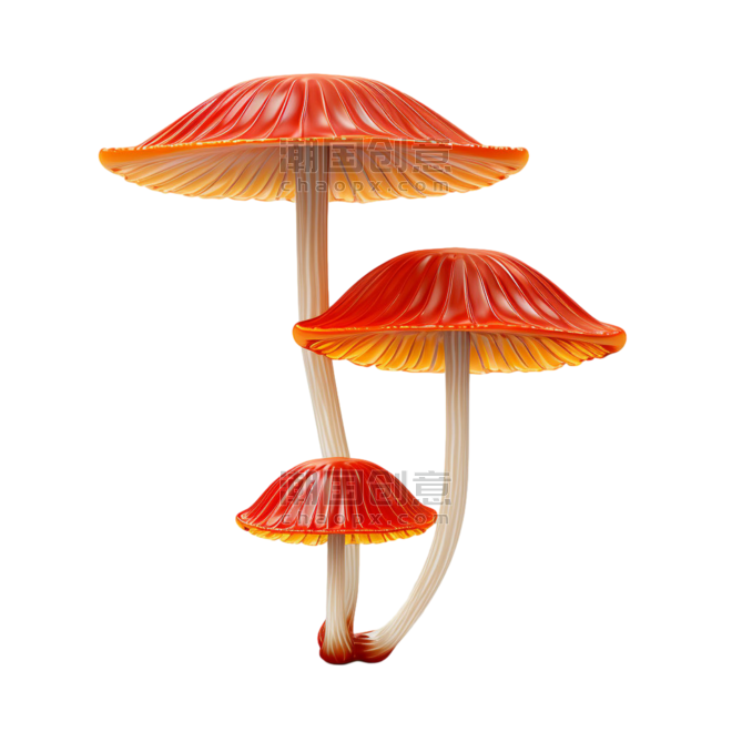 创意真实艳丽蘑菇菌菇食物元素免抠图案