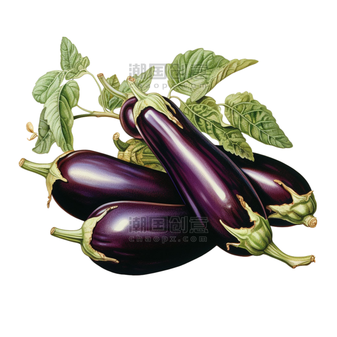 创意3d紫色茄子元素免抠图案蔬菜农作物