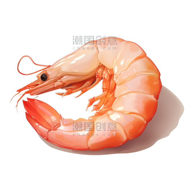 创意纹理白灼大虾生鲜水产虾卡通食物元素免抠图案