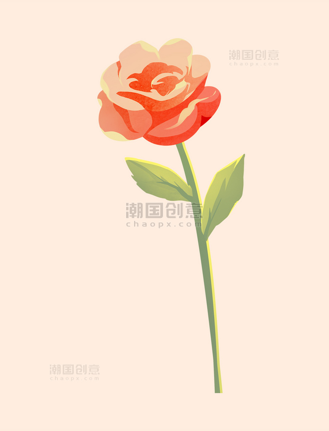 玫瑰花表白恋爱祝福插画元素