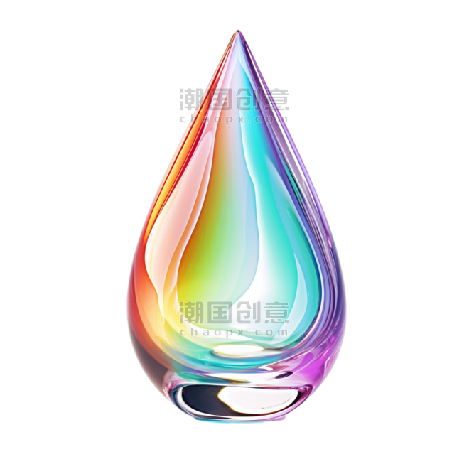 创意简约彩虹水滴元素精油一滴水免抠图案