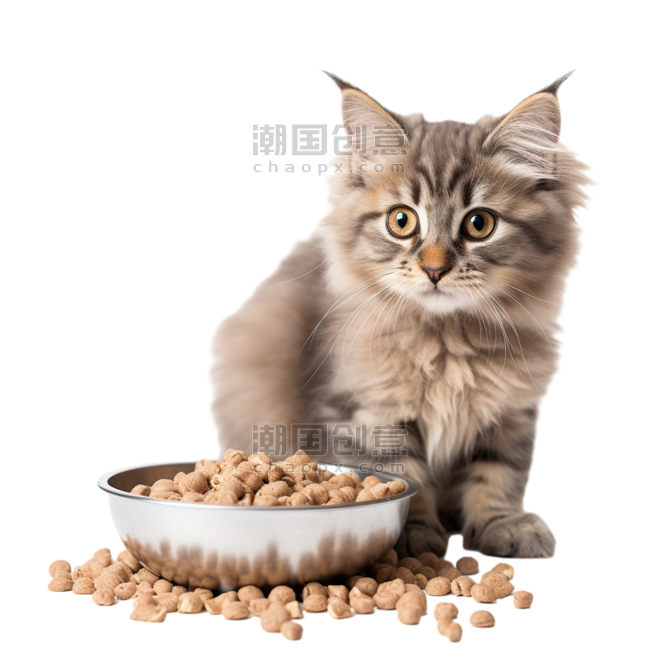 创意动物宠物猫粮摄影素材可爱小猫元素免抠图案