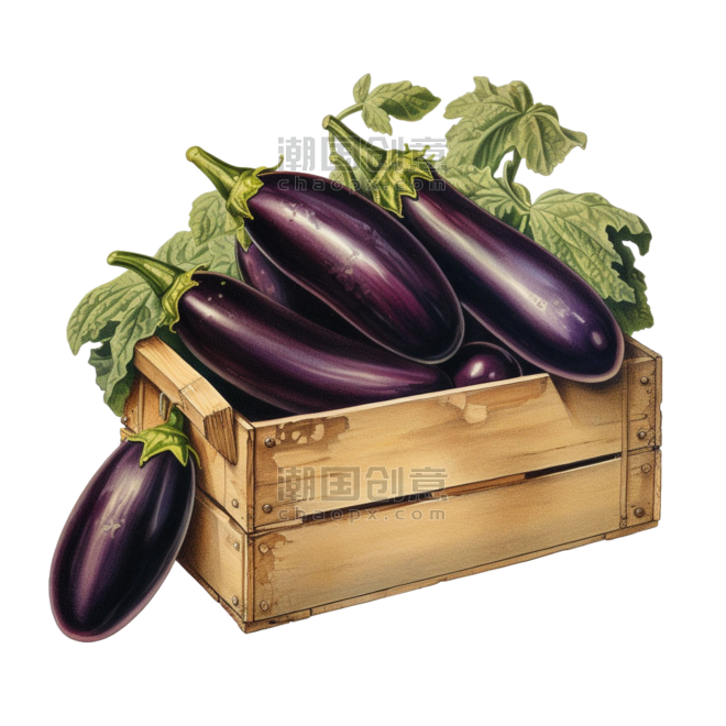 创意真实紫色茄子蔬菜农作物元素免抠图案