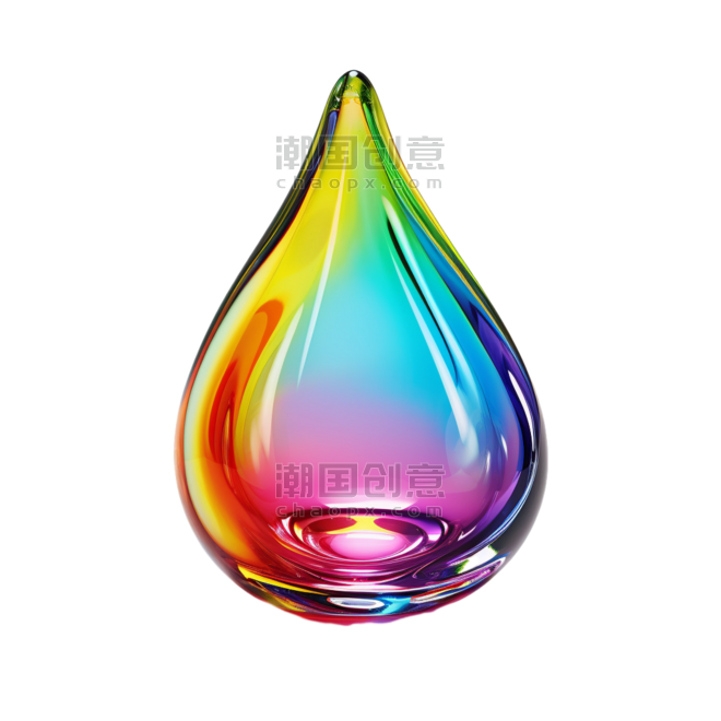 创意酸性彩色彩虹水滴元素免抠图案