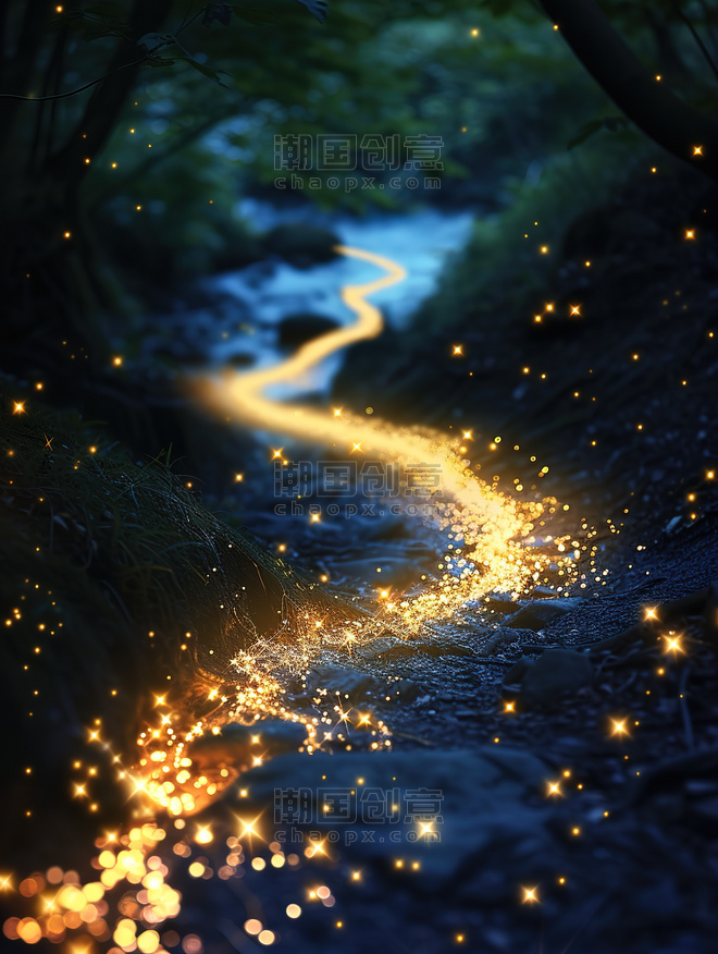 创意星光灿烂的童话夜晚魔法轨迹图片