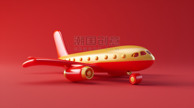 创意交通工具红黄色儿童玩具飞机的插画3