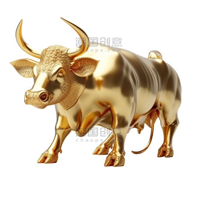 创意金色立体金牛金融牛市中国传统文化十二生肖牛免抠元素