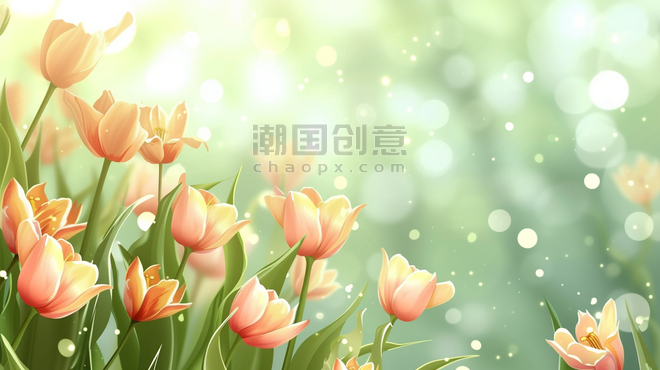 创意春天春季里小清新花朵风景的插画1