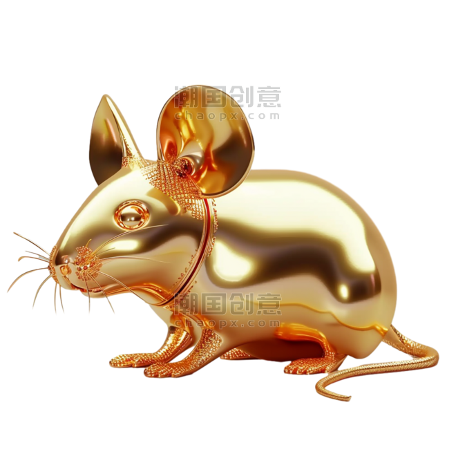 创意中国传统文化金色立体老鼠十二生肖鼠设计