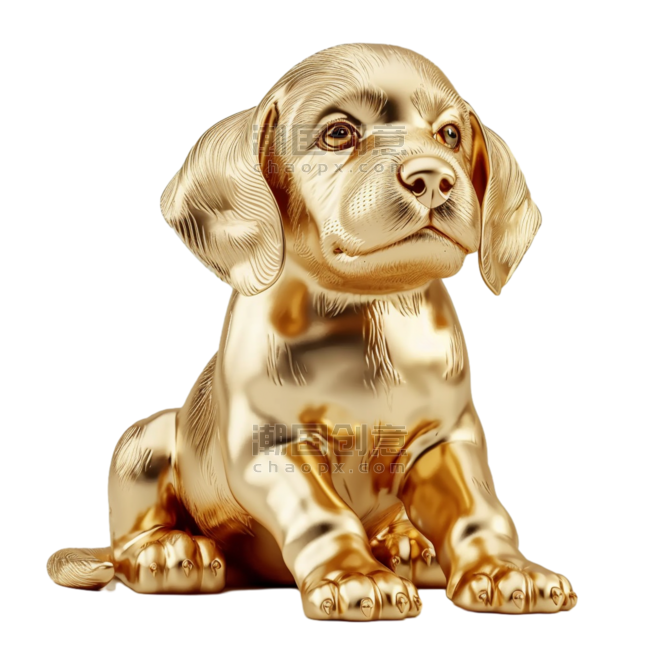 创意中国传统文化十二生肖狗设计金色立体小狗
