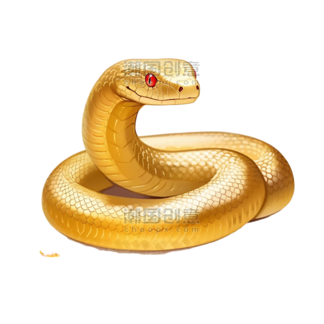 创意金蛇动物十二生肖金箔素材蛇