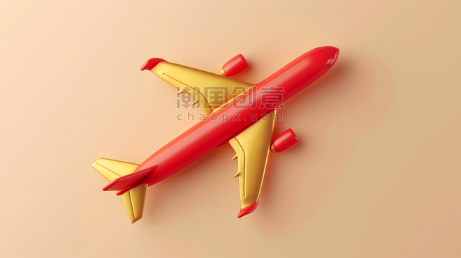 创意红黄色儿童玩具飞机的交通工具插画15