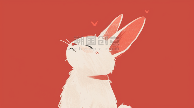 创意红色场景可爱小动物的小兔子卡通插画7