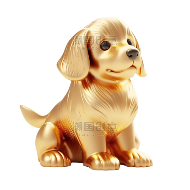 创意金箔金色立体小狗材质十二生肖素材狗
