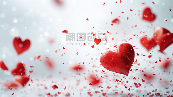 创意扁平化情人节平面简约红白色爱心的背景5