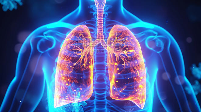 医疗健康疾病肺部呼吸疾病创意人体胸腔透视图插画