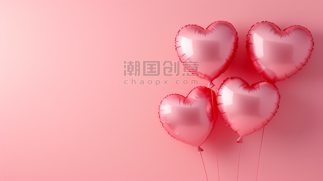 创意简约粉红情人节背景爱心红色气球浪漫的背景18