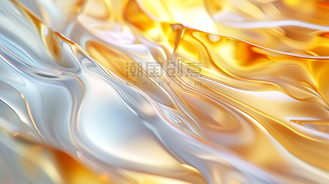 金色抽象简约水波纹创意金黄色流光亮面渐变质感背景图4