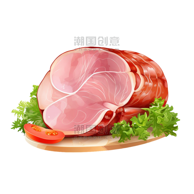 创意简约新鲜猪肉元素生鲜肉类水彩免抠图案
