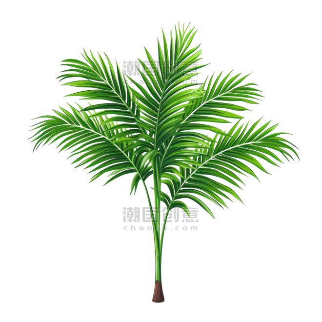 创意↑绿色植物棕榈叶铁树元素免抠图案