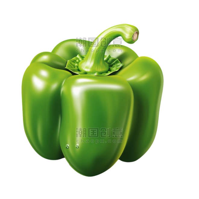 创意真实蔬菜农作物新鲜青椒元素免抠图案