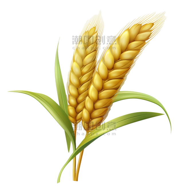 创意写实黄金麦穗元素免抠图案小麦丰收农作物