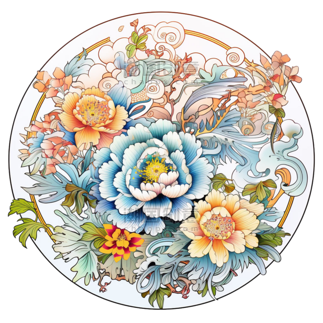 中国风底纹敦煌创意纹理花纹图腾元素免抠图案