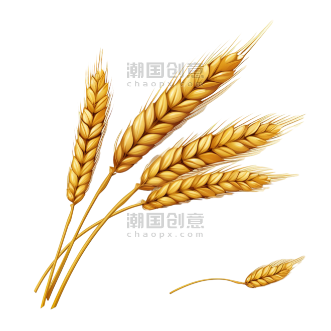创意ai小麦丰收农作物绘画黄金麦穗元素免抠图案