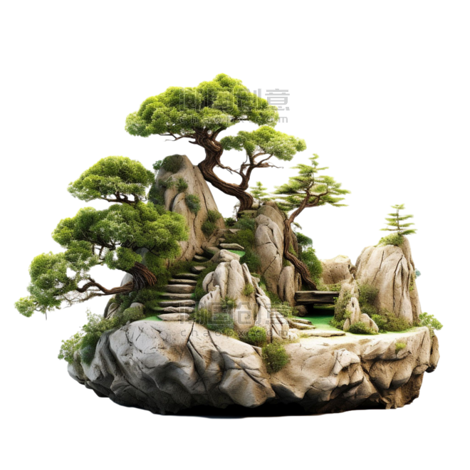 创意装饰迎客松元素盆栽绿植盆景中国风