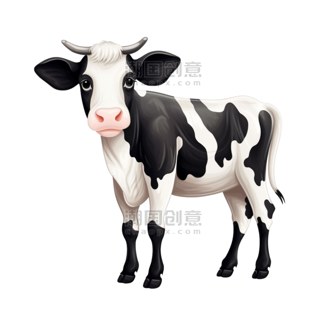 创意动物畜牧业图形憨厚奶牛元素免抠图案
