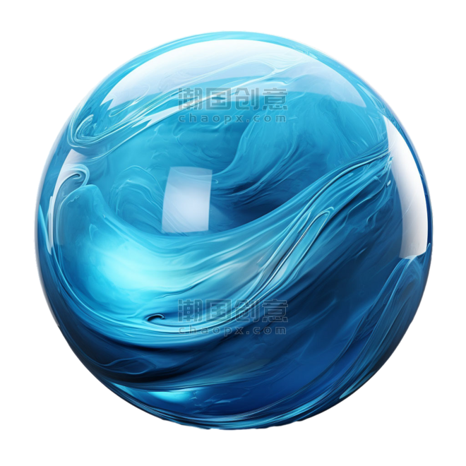 创意特色蓝色水晶球元素免抠图案