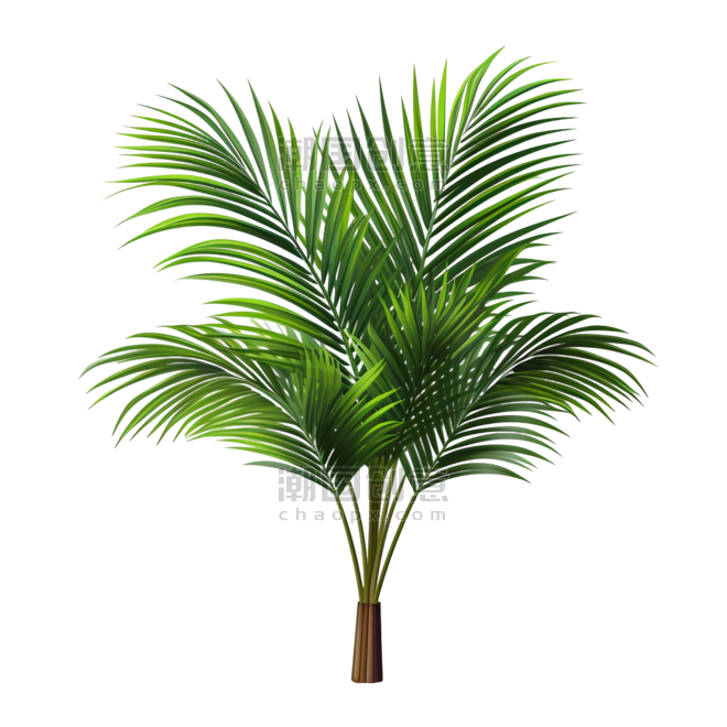创意棕榈叶铁树写实绿色植物元素免抠图案
