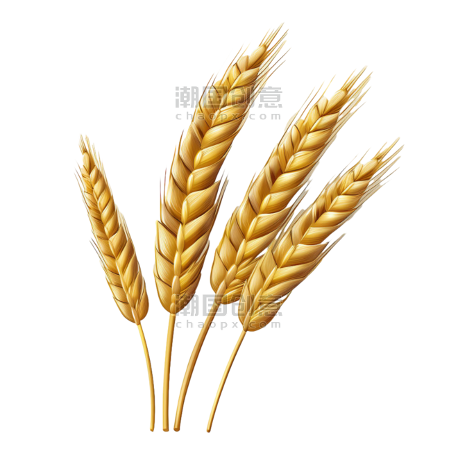 创意AICG黄金小麦丰收农作物麦穗元素免抠图案