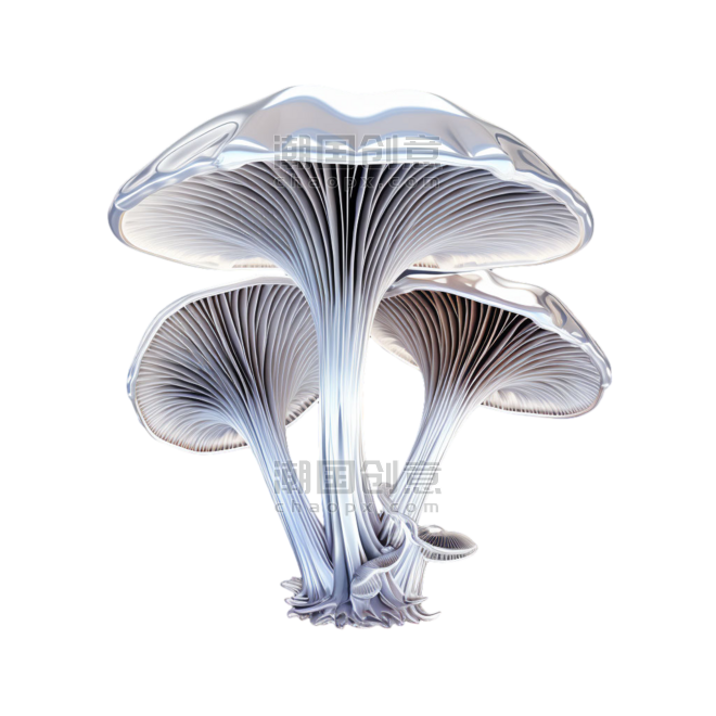 创意简洁蔬菜农作物童话植物银色蘑菇元素免抠图案